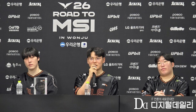 6월12일 '로드 투 MSI' 3라운드 경기에서 승리한 한화생명e스포츠 '구마유시' 이민형이 발언하고 있다